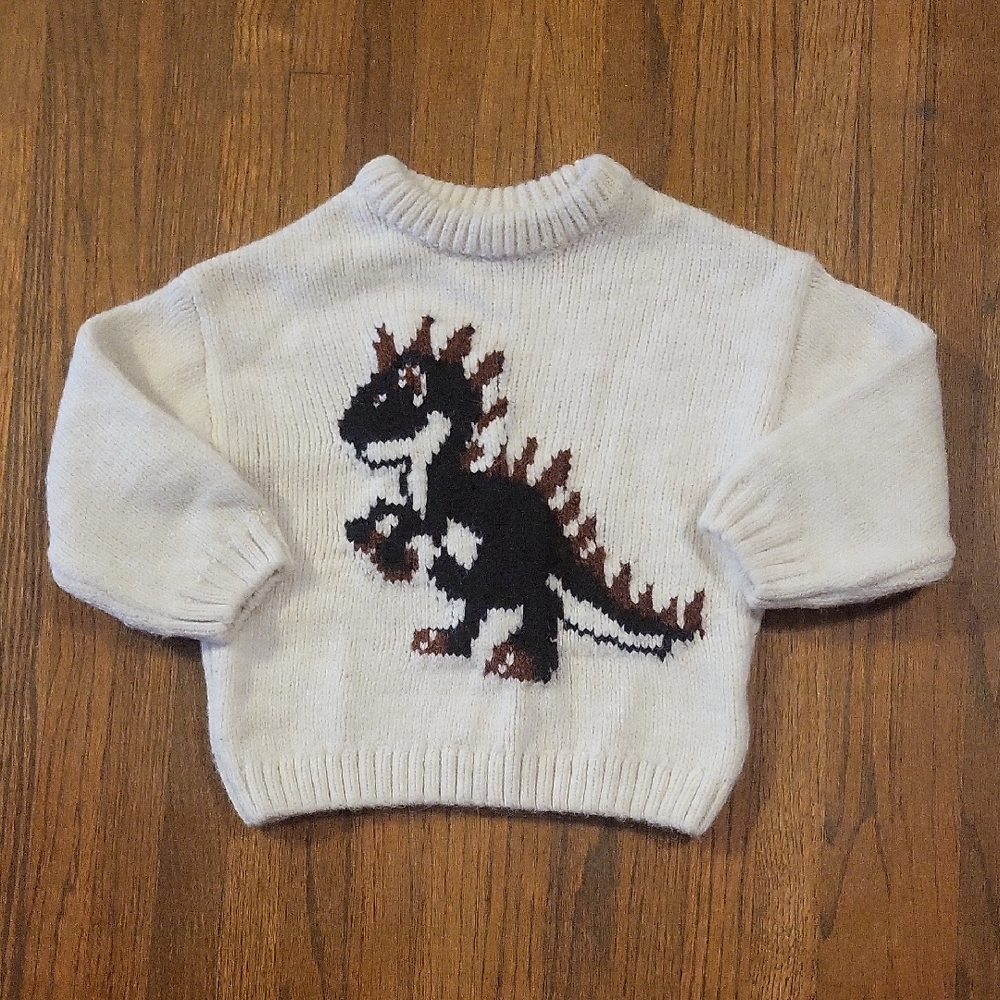 Zara Kids Cream Dinosaur Sweater